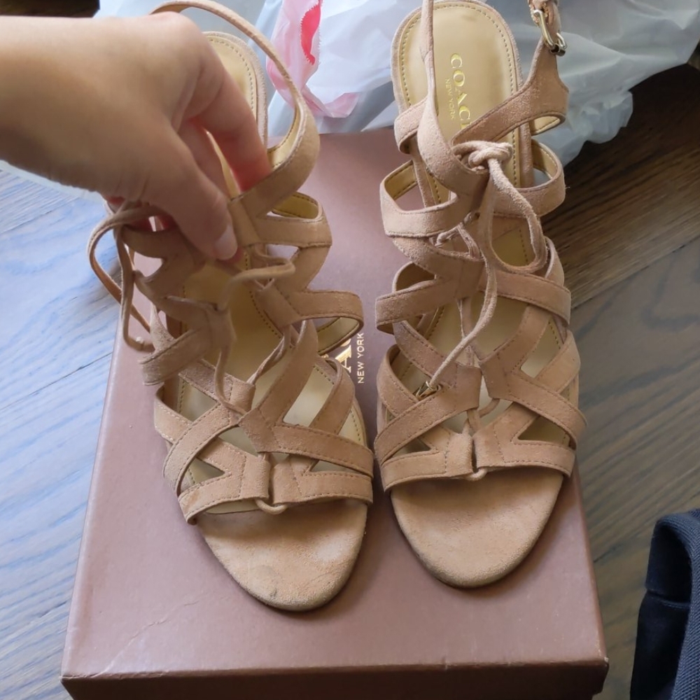 Nude Coach Wedges Joy Natural Suede